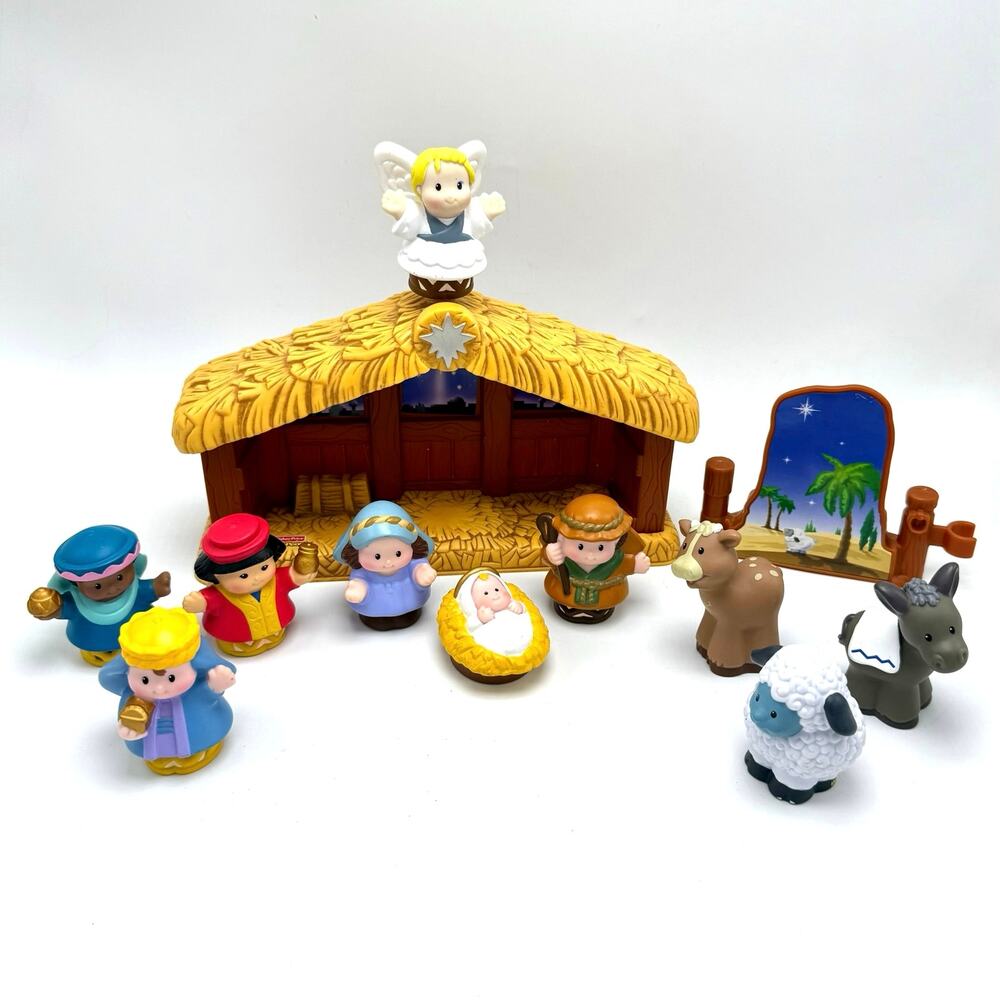 Fisher Price Little People Nativity Scene 12pc Christmas Story Baby Jesus Manger